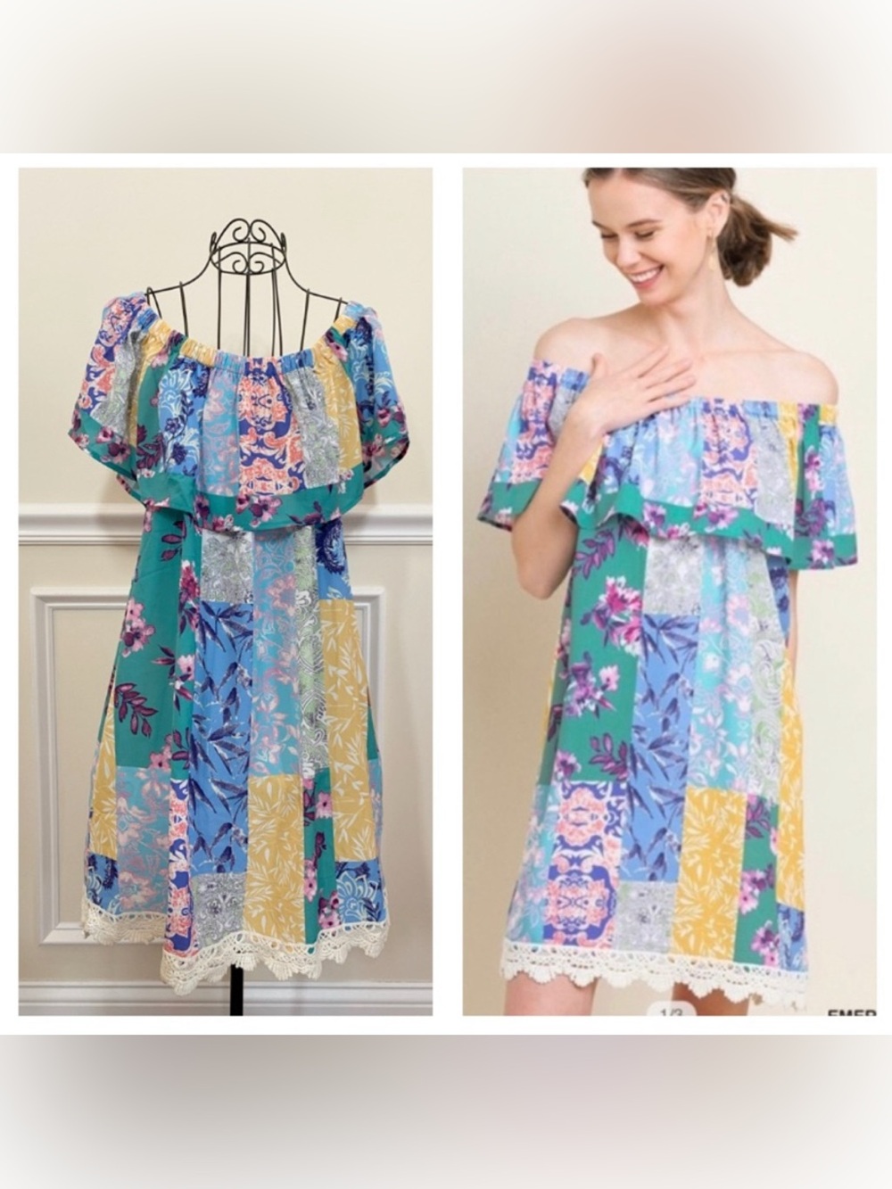 BLUHEAVEN Patchwork Boho Style Summer Dress